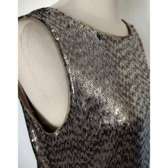 White House Black Market Sequin Dress Silver Gold M Cocktail Party Metallic - Picture 5 of 10